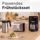 Bosch MyMoment TKA6M273 Ekspres do espresso z filtrem, karafka termiczna 1 l, 8–12 filiżanek, system zapobiegający kapaniu, obrotowy uchwyt filtra, program odkamieniania, wyjmowany zbiornik na wodę, 1200 W, czarny matowy