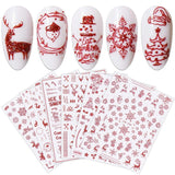 JMEOWIO Nagelsticker Weihnachten 9 Blatt Nail Art Naklejka Selbstklebend Nagelaufkleber Schneeflocke Schneemann Festival Weißes Gold Dekoration Nageldesign Zubehör