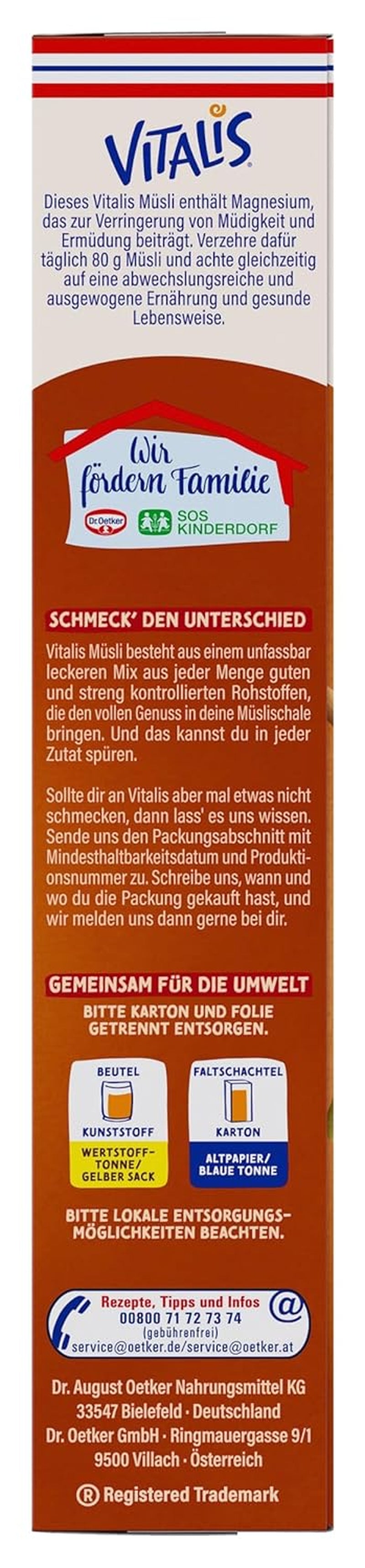Dr. Oetker Vitalis Tostowe musli z żurawiną i pestkami dyni: Tostowe musli z suszoną żurawiną, opakowanie 8 sztuk (8 x 501g)