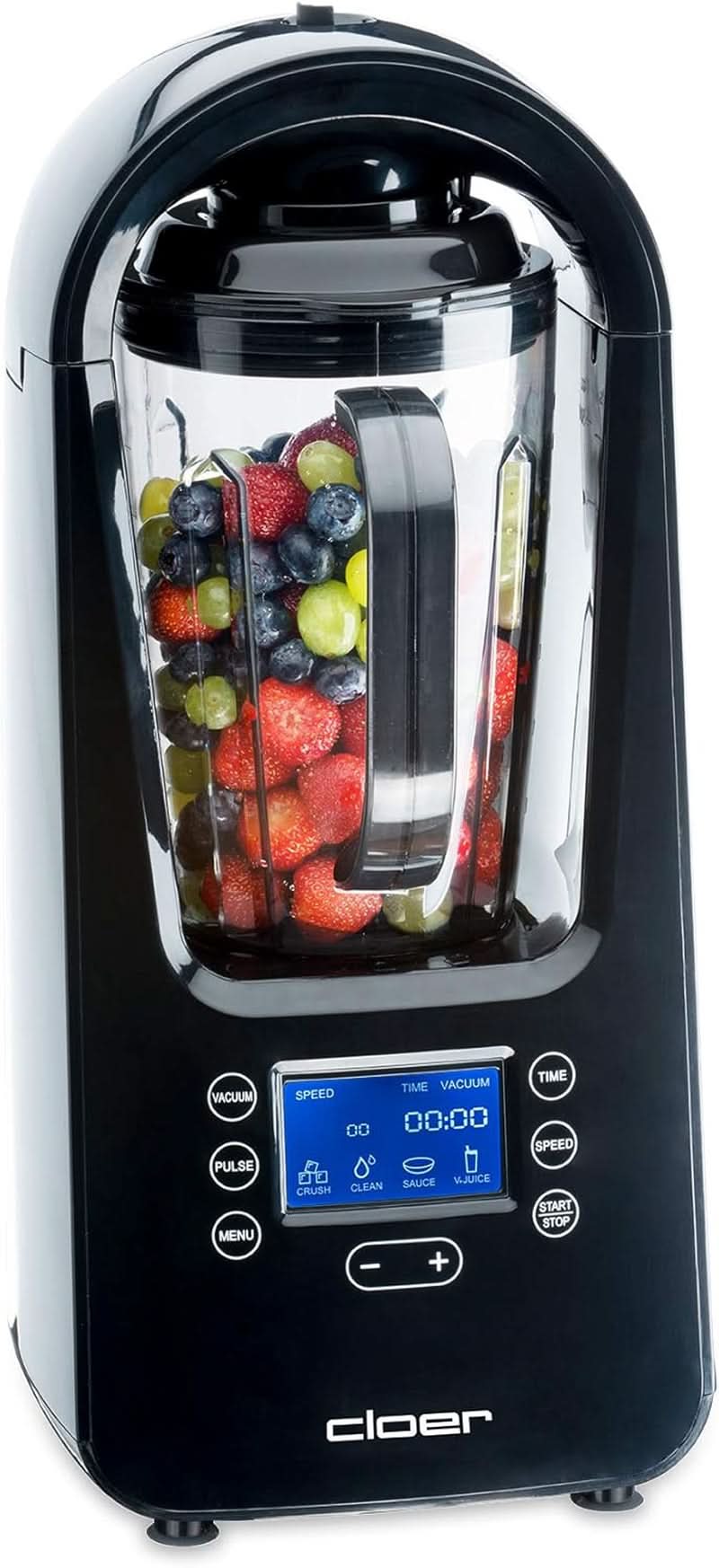 Mikser stojący Cloer 6980 Vakuum / 800 W / 21 000 U/Min. / Włącznie Vorratsbehälter/Vakuumventil/Automatikprogramme/Eis-Crush-Funktion/Reinigungsfunktion/Schwarz, 1500 Milliliters Kitchen Naty Shop