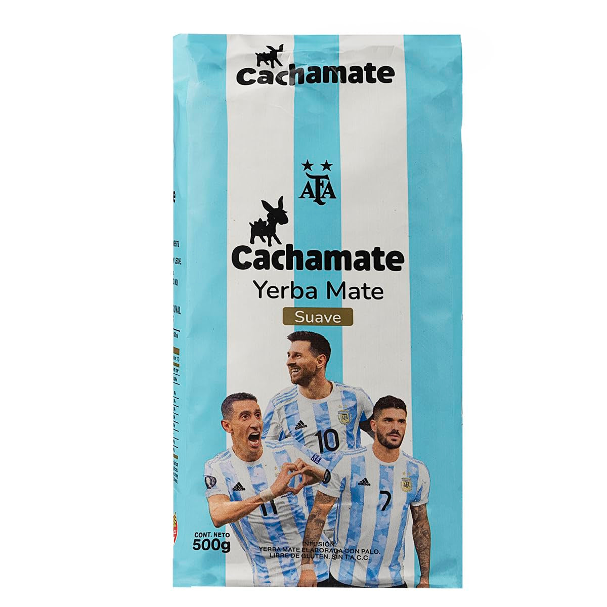 CACHAMATE Mundial Suave 500G | Specjalna edycja piłki nożnej | Argentyńska Yerba Mate | 12 miesięcy naturalnego dojrzewania | Właściwości przeciwutleniające i moczopędne