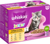 WHISKAS Junior Karma mokra w saszetkach, opakowanie zbiorcze, wybór mięsa drobiowego w galarecie, 12 x 85g