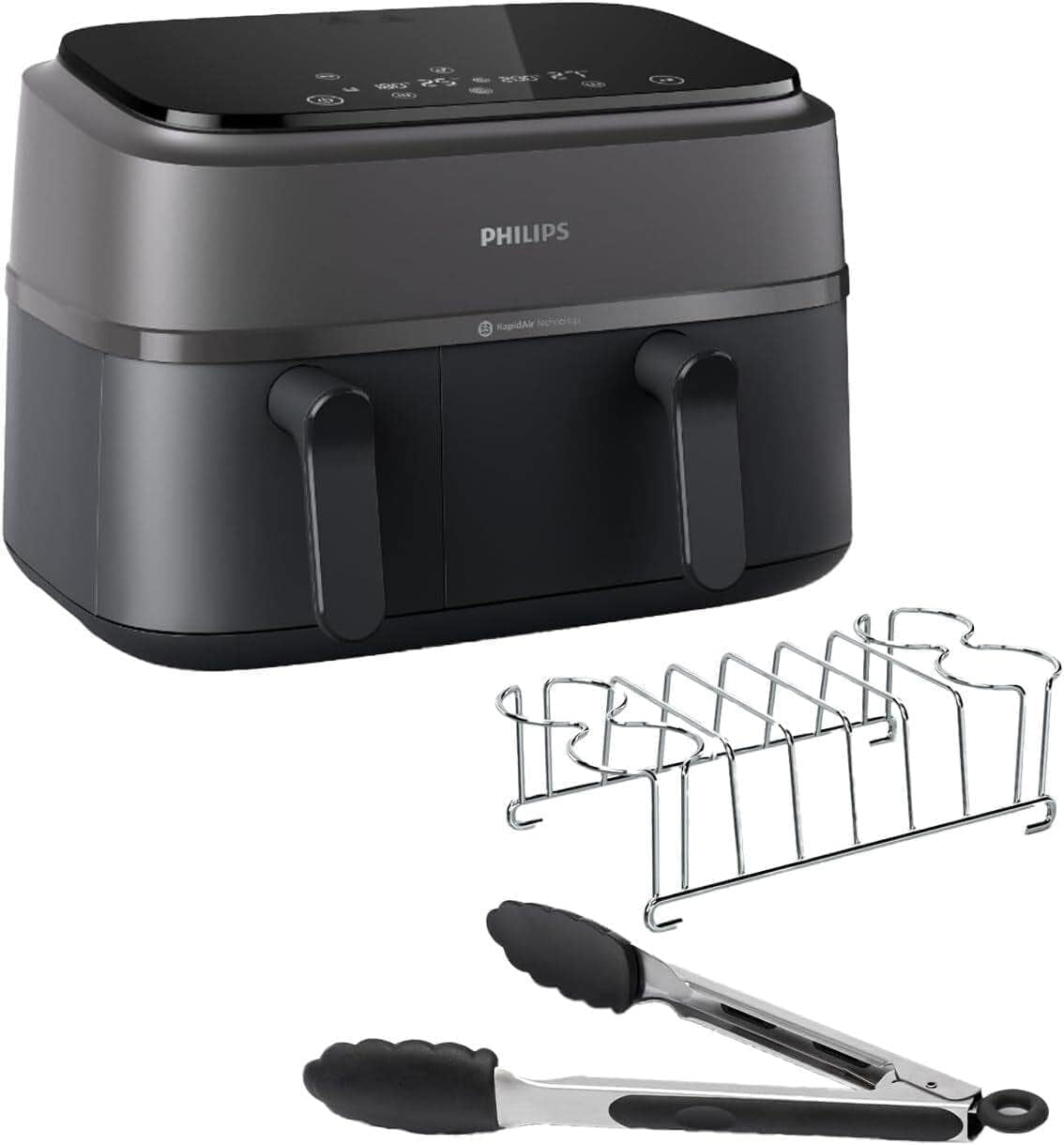 Philips Dual Basket Airfryer, seria 3000 z zestawem śniadaniowym, 9 litrów, 2 szuflady Sprzęt gospodarstwa domowego Naty Shop Default Title
