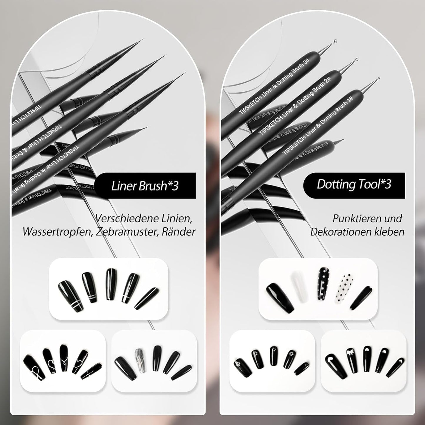 Nagel Pinsel 8 Stück Pinsel Für Gelnägel, Nageldesign Gel Pinsel Dotting Painting Line Pen Für Nagelack Żel Akryl Nagel Pinsel Zestaw do zdobienia paznokci Akryl Pinsel Fineliner Nägel Selber Machen