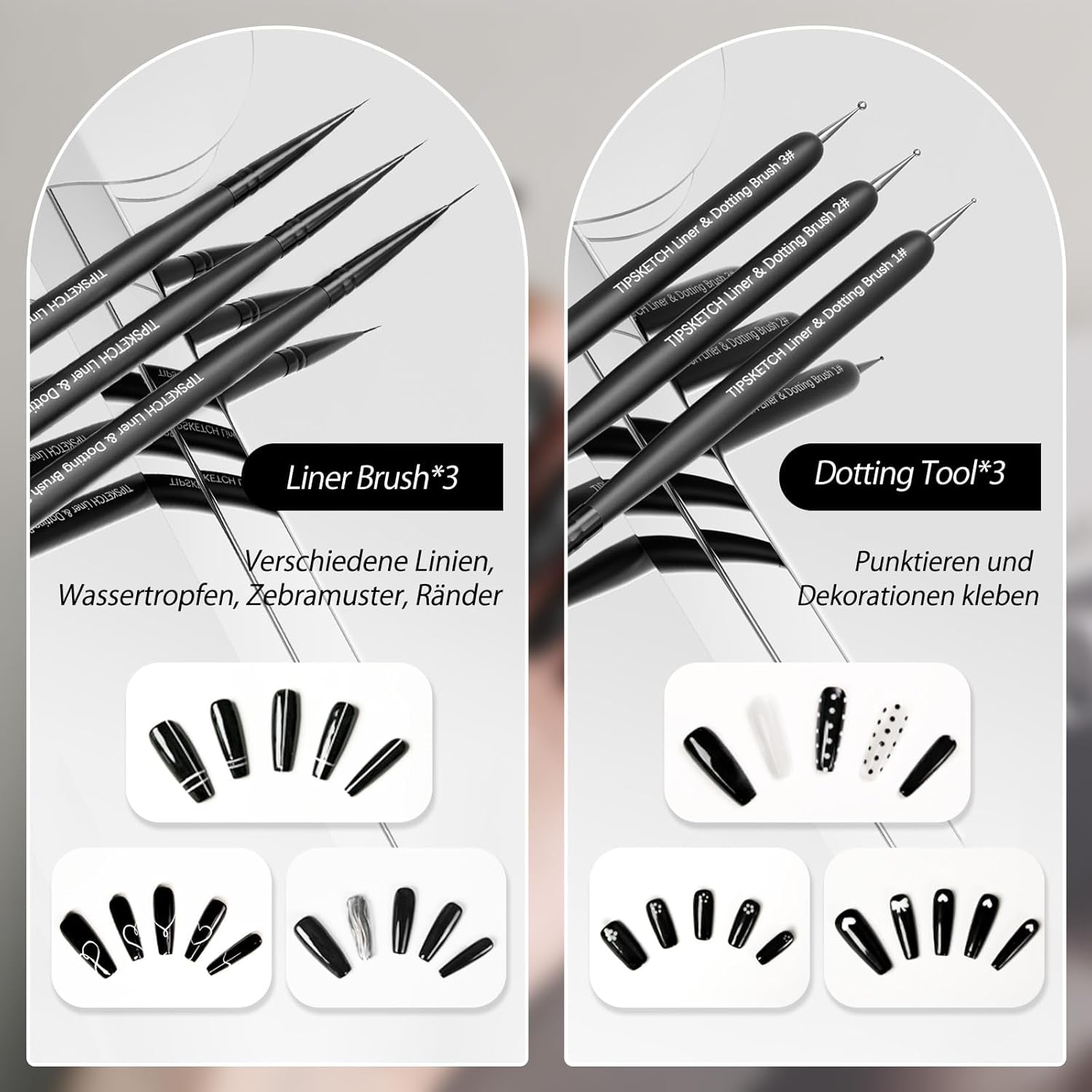 Nagel Pinsel 8 Stück Pinsel Für Gelnägel, Nageldesign Gel Pinsel Dotting Painting Line Pen Für Nagelack Żel Akryl Nagel Pinsel Zestaw do zdobienia paznokci Akryl Pinsel Fineliner Nägel Selber Machen