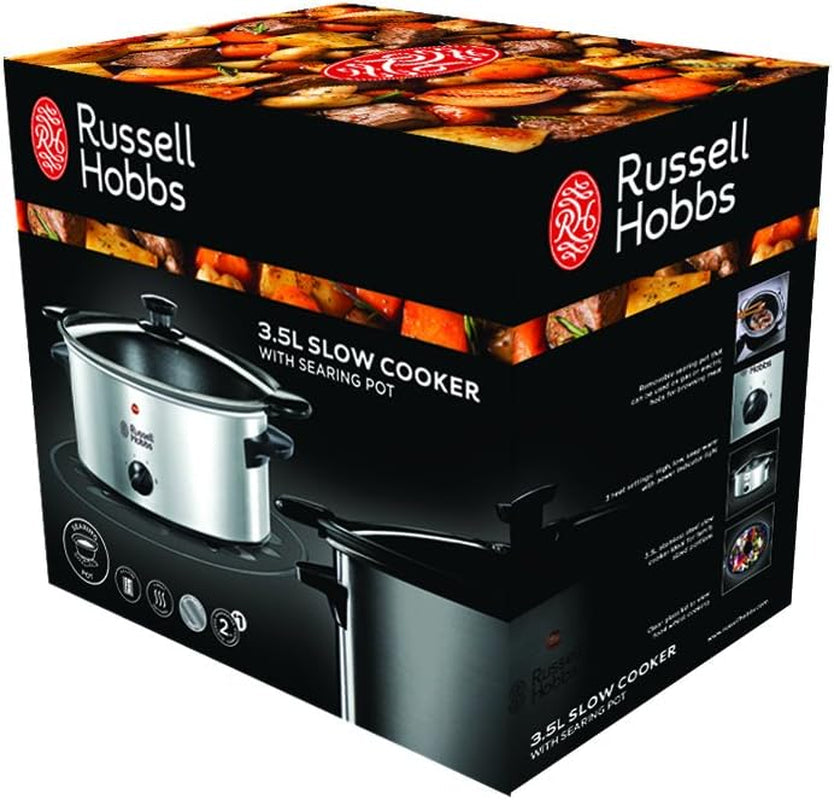 Wolnowar Russell Hobbs, 3,5 litra z powłoką nieprzywierającą, stal nierdzewna, 3 ustawienia temperatury i funkcja utrzymywania ciepła, Wolnowar 160 W Naty Shop