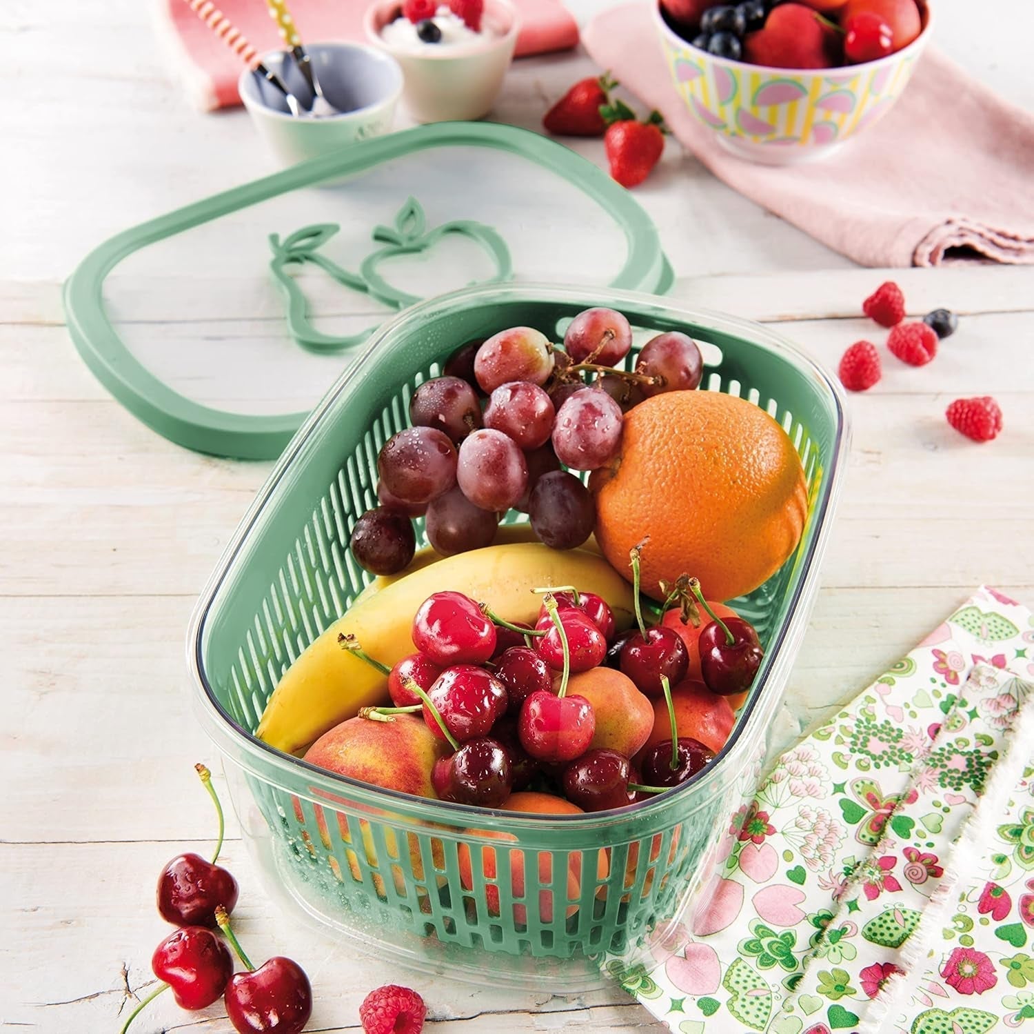 Piła do utrwalania aromatów owocowych, plastikowa, zielona, 4 LT - prostokątna Pudełka do przechowywania żywności Naty Shop