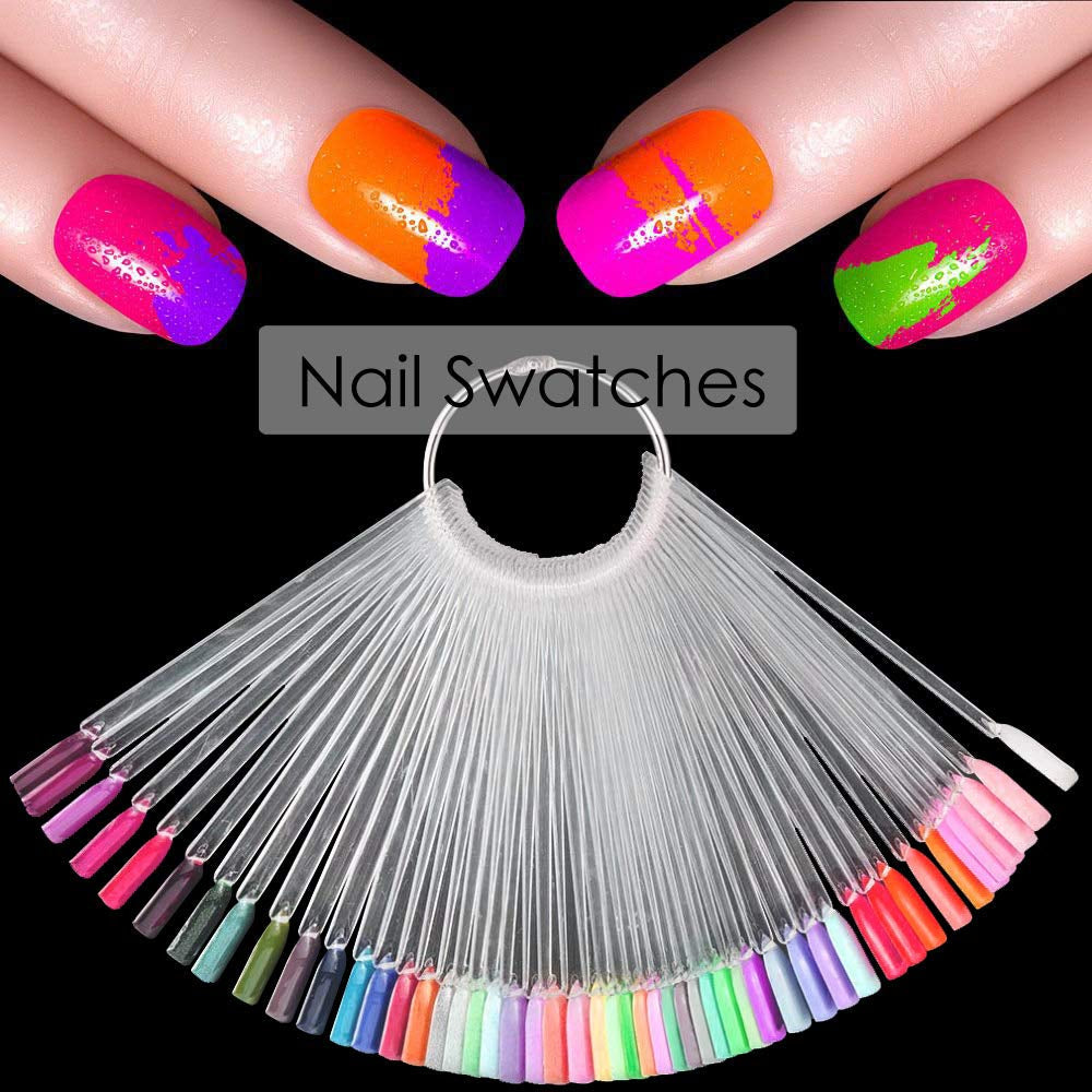 150 Stück Nail Art Tips Pierścień w sztyfcie, Przezroczysta Farbe Karte Platten Nagelleck Display Ring Sticks, Nagel Salon Übungen Display Tipsy