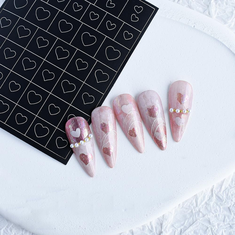 6 arkuszy Szablon aerografu Naklejki na paznokcie, Motyl Płomień Gwiazdy Serce Gwiazdy Naklejki na paznokcie Szablon do drukowania Narzędzie Nail Art Samoprzylepne naklejki dla kobiet Naklejki do zdobienia paznokci