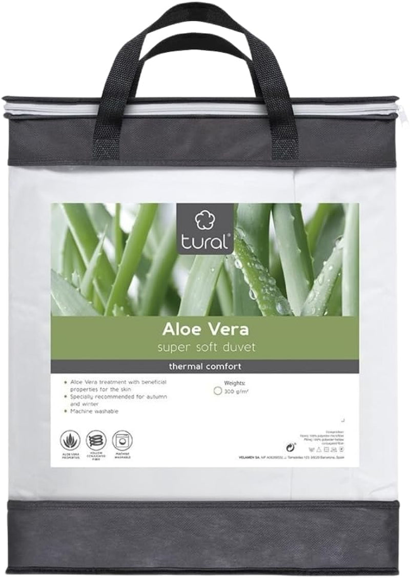 Tural - Kołdra 150 X 220 cm z obróbką Aloe Vera, wypełnienie z włókna 300 G/M², miękka, oddychająca, z certyfikatem Oeko-Tex (biała, łóżko 90 cm) Kołdry i kołdry Naty Shop