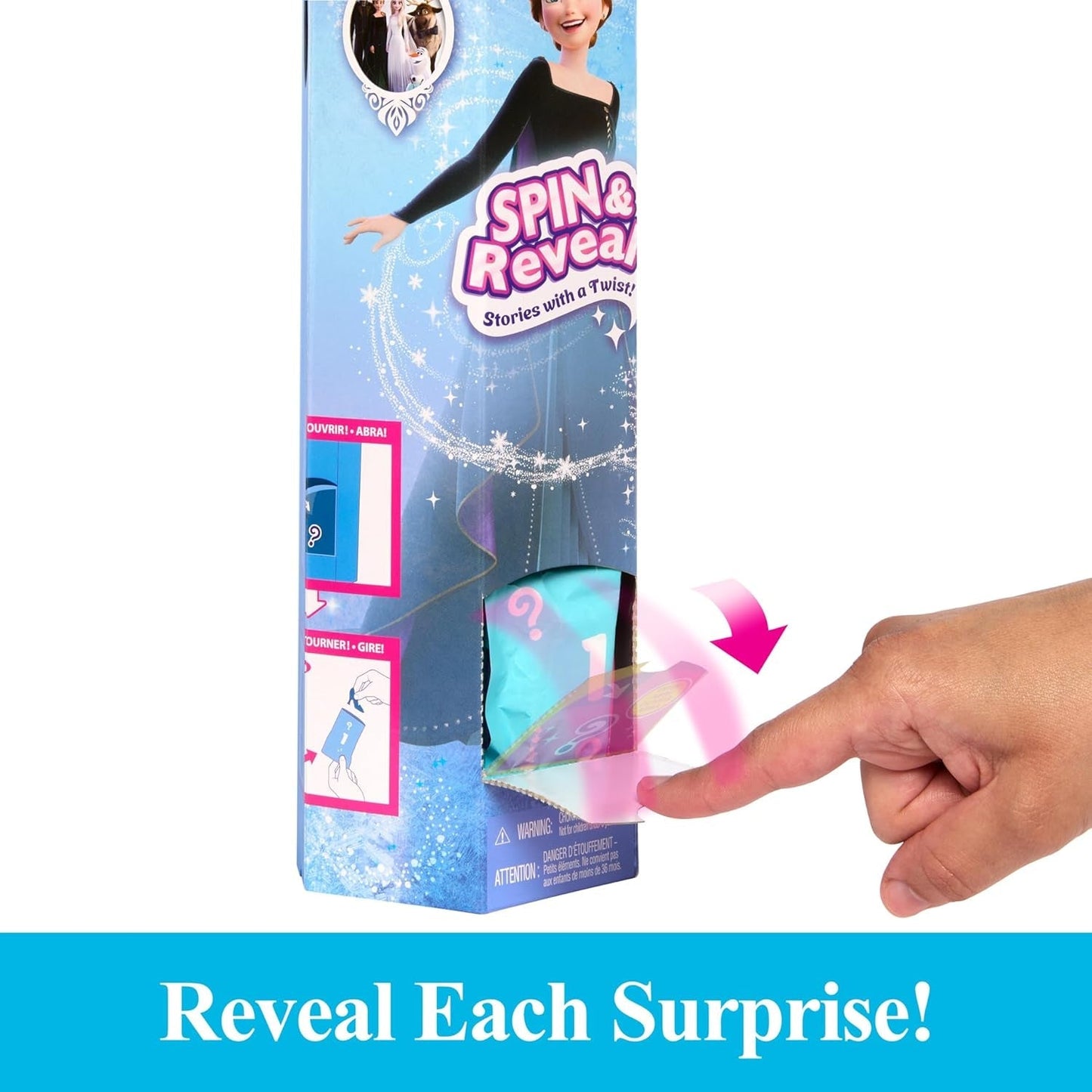 Mattel Disney Zestaw lalek Anna Królowa Lodu, Spin & Reveal z 11 niespodziankami, w tym 5 akcesoriów, 5 naklejek i sceną do zabawy, inspirowaną filmem Disneya, HXD27 Naty Shop Dolls