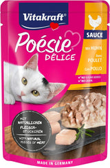 Vitakraft Poésie Délice, Nassfutter Katze, Katzennassfutter w sosie, z kurczakiem, Vorratspackung, ohne Zusatz von Zucker und Getreide (23x 85g)