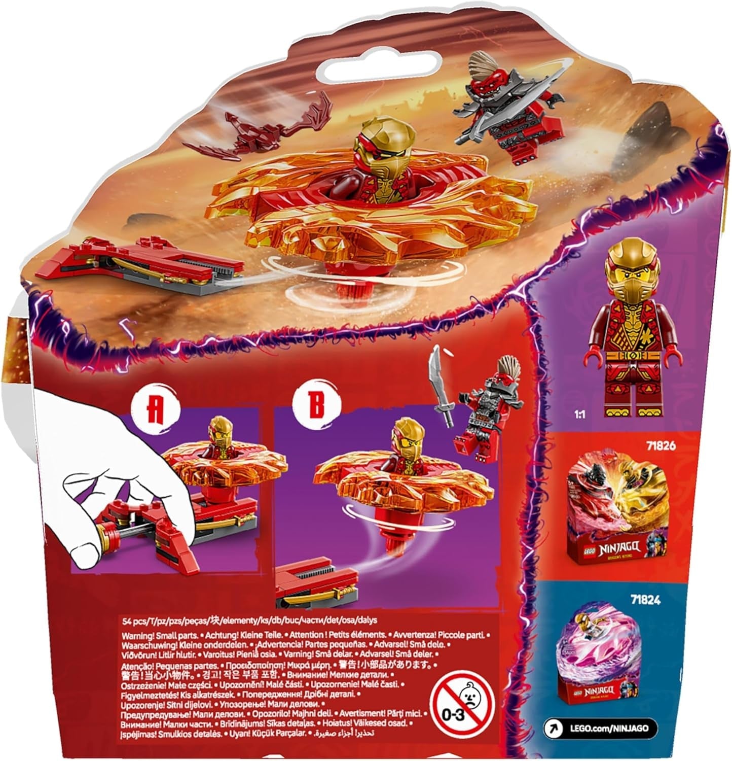 LEGO NINJAGO Smok Kaia Spinjitzu Spinner — zabawka ninja z dwiema minifigurkami — mały zestaw dla dzieci — pomysł na prezent dla chłopców i dziewcząt w wieku od 6 lat 71823 Zestawy do budowania Besuche den LEGO-Store