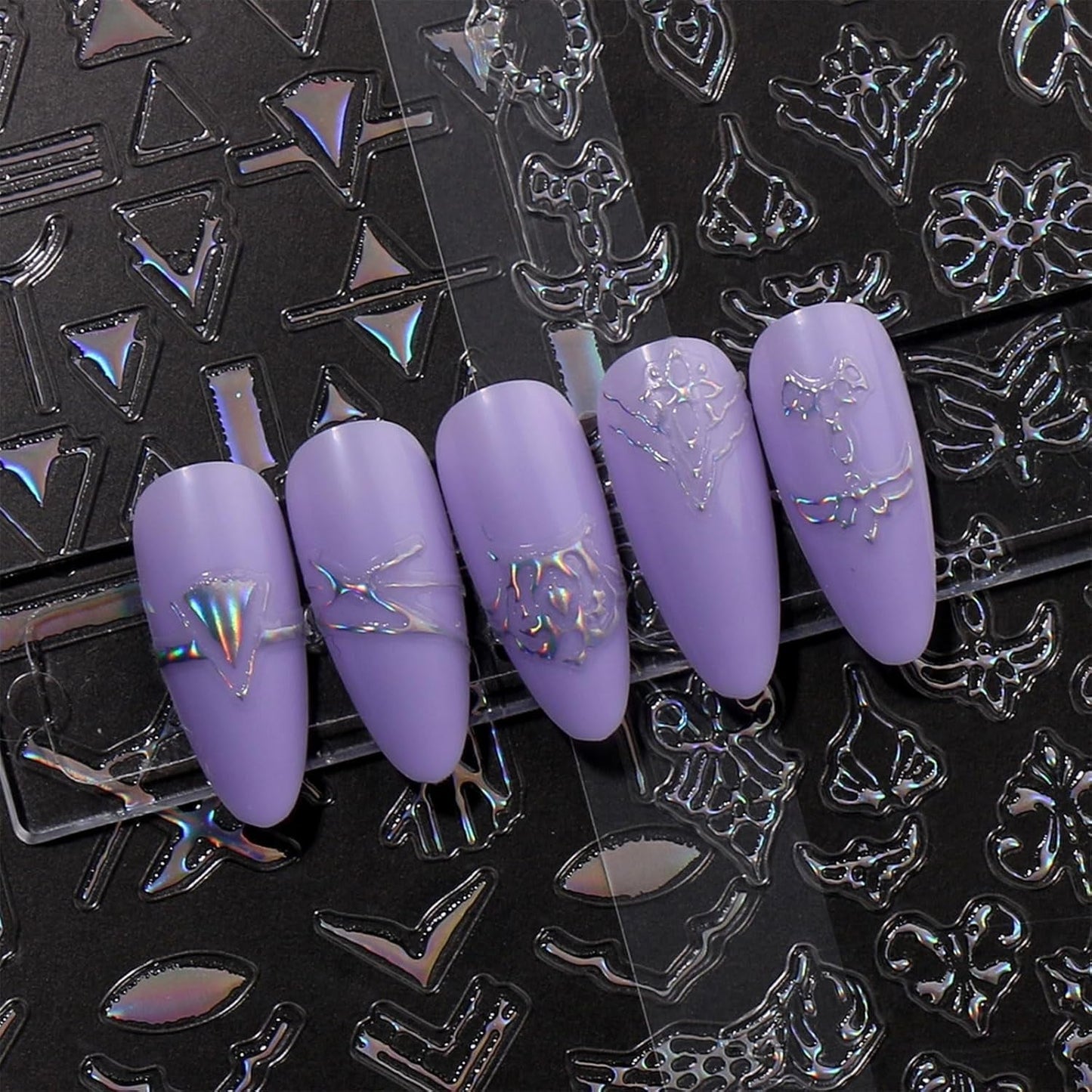 Jmeowio Nagelsticker Aurora Geometrysch 12 Blatt Nail Art Naklejka Selbstklebend Nagelaufkleber Bunt Dekoration Nageldesign Zubehör