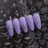 Jmeowio Nagelsticker Aurora Geometrysch 12 Blatt Nail Art Naklejka Selbstklebend Nagelaufkleber Bunt Dekoration Nageldesign Zubehör