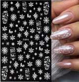 JMEOWIO Nagelsticker Weihnachten 8 Blatt Nagelaufkleber Selbstklebend Weiße Schneeflocken Zimowe naklejki do paznokci Dekoration Nageldesign Zubehör