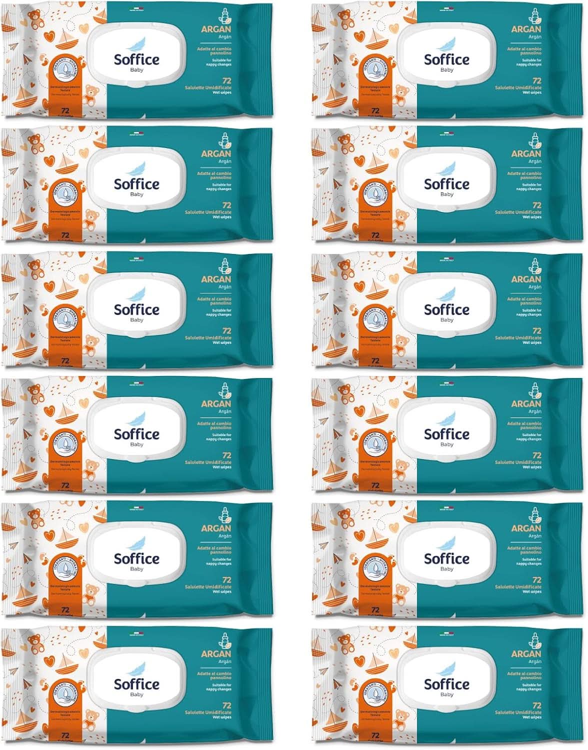 Feuchttücher Für Neugeborene, 72 Stück, Pop-Up Argan – Zubehör Und Produkte Für Die Hygiene Des Babys, Ideal Für Diadelwechsel Und Kindergarten – Chusteczki dla niemowląt Sanft Und Reinigend – 12 Packungen Naty Shop