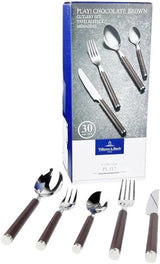 Sztućce Villeroy And Boch Play w kolorze czekoladowo-brązowym, dla maksymalnie 6 osób, 30 sztuk, stal nierdzewna, brązowy plastikowy uchwyt Kitchen Naty Shop