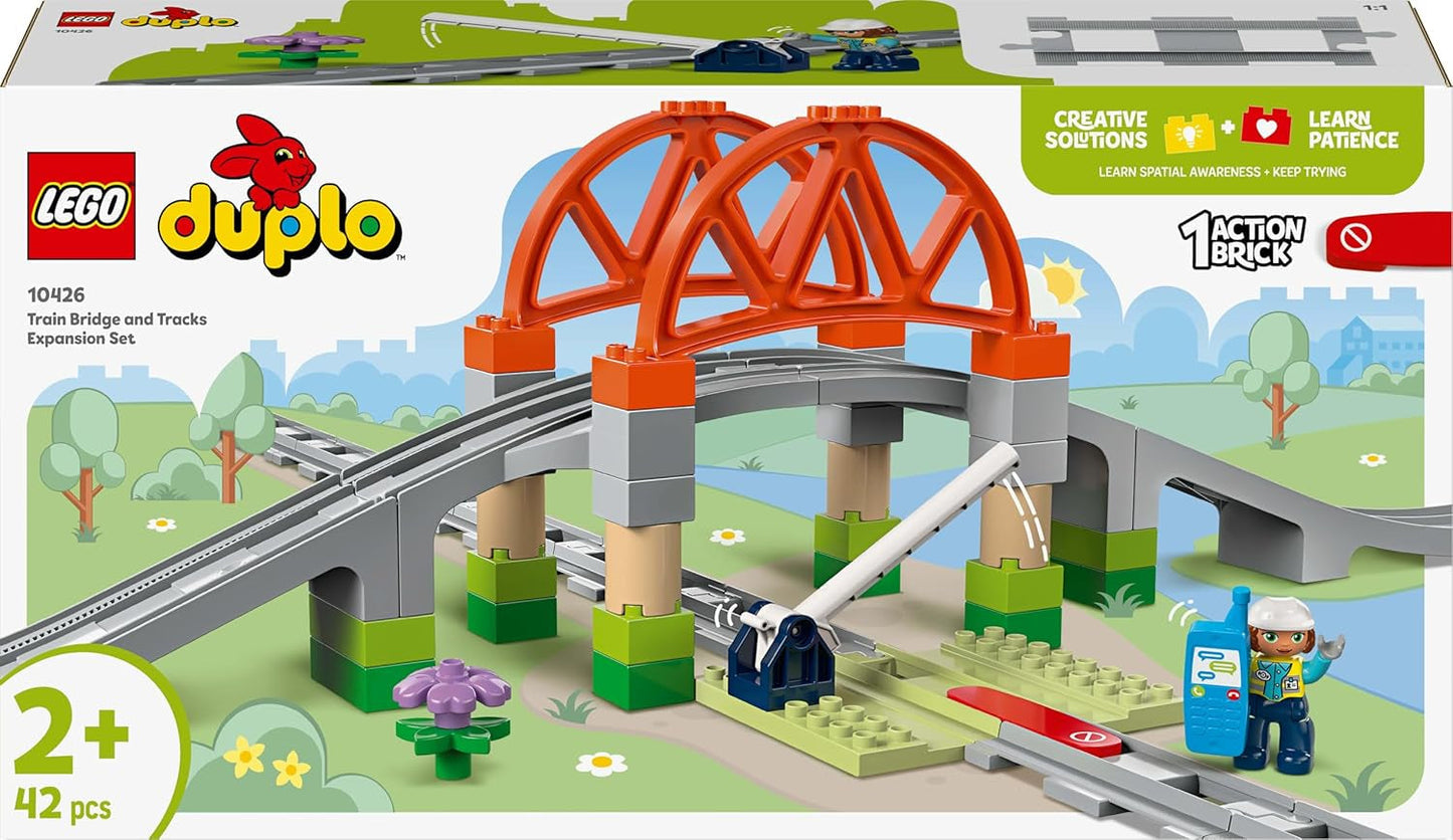 LEGO DUPLO Miejski most kolejowy i tory — zestaw rozszerzający, prezent dla dzieci od 2 lat, zestaw do budowania i rekonstrukcji, zestaw rozwojowy dla przedszkolaków, zabawka edukacyjna 10426 Zestawy do budowania Besuche den LEGO-Store