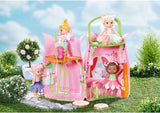 BABY Born Storybook Cottage, składany domek dla lalek 18 cm ze stołem, kominkiem, szezlongiem i teleskopem, różowy zielony, 833803 Zapf Creation Dollhouses Naty Shop