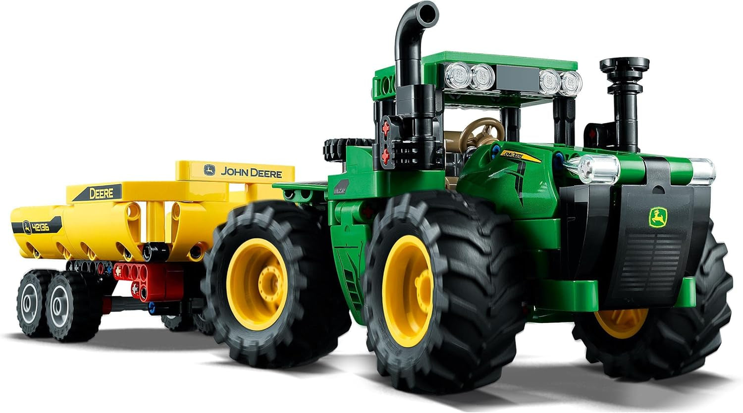 LEGO Technic Ciągnik 4WD John Deere 9620R z przyczepą wywrotki Klasyczna zabawka rolnicza dla dzieci dla chłopców i dziewcząt w wieku 8 lat Model kolekcjonerski 42136 Zestawy do budowania Besuche den LEGO-Store
