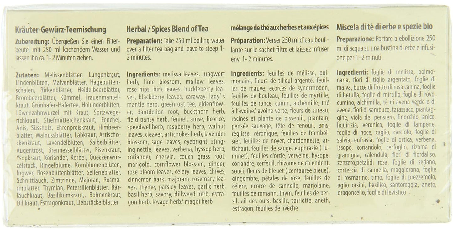 Droste-Laux Podstawowa herbata z 49 ziołami, 25 sztuk (herbata ziołowa, torebki filtrujące, herbata na czczo lub dieta) 120501
