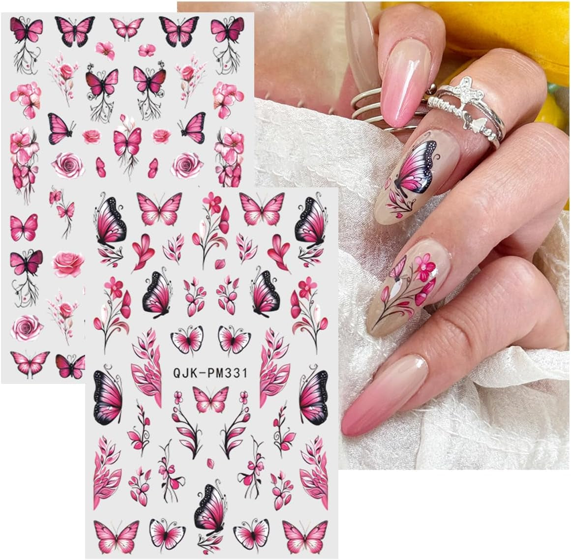 JMEOWIO Nagelsticker Blume 10 Blatt Nail Art Naklejka Selbstklebend Nagelaufkleber Frühling Letnia dekoracja kwiatowa Nageldesign Zubehör