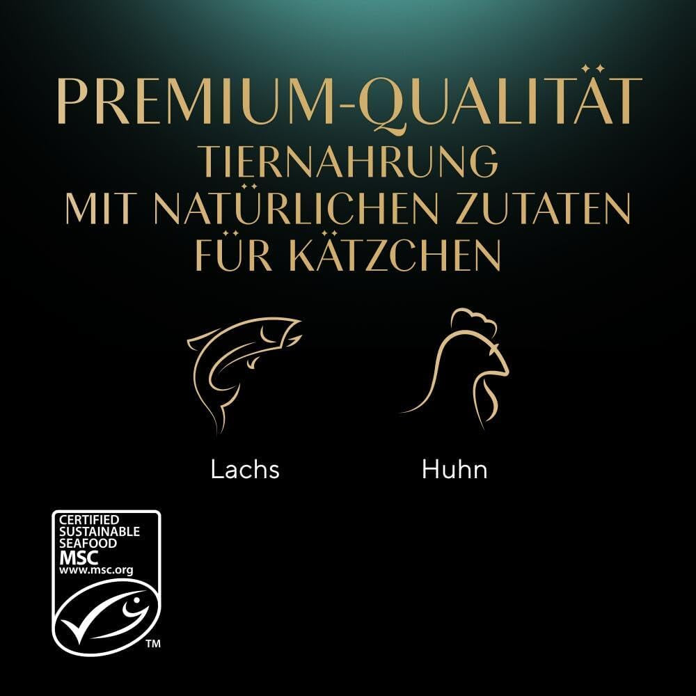 Sheba mokra karma dla kociąt, w różnych saszetkach, z łososiem (MSC) i kurczakiem w sosie, opakowanie zbiorcze 40x85g