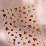 JMEOWIO 3D Nagelsticker Herbst Nail Art Naklejka Selbstklebend Nagelaufkleber 5D Stereoskopisch Ahornblatt Erntedankfest Dekoration Nageldesign Zubehör 1 Blatt