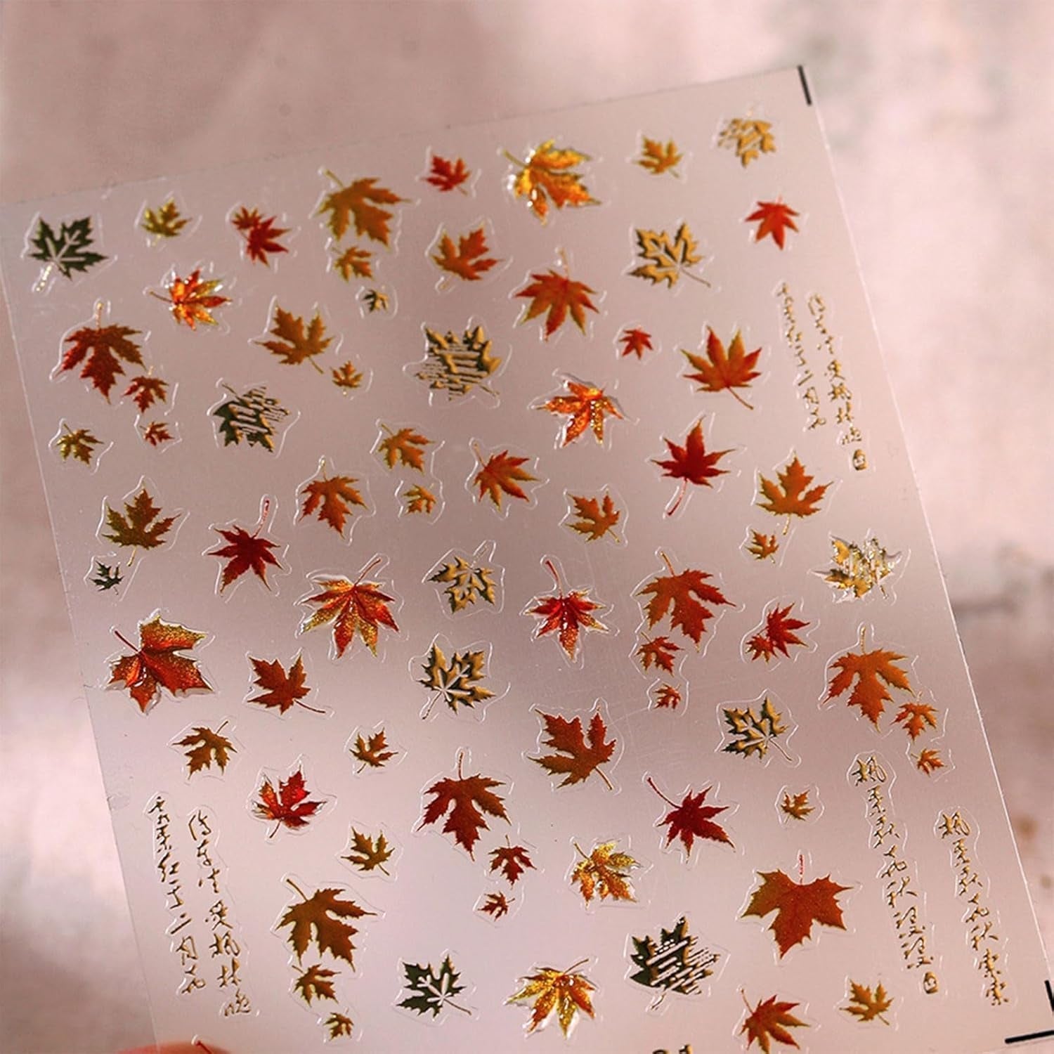 JMEOWIO 3D Nagelsticker Herbst Nail Art Naklejka Selbstklebend Nagelaufkleber 5D Stereoskopisch Ahornblatt Erntedankfest Dekoration Nageldesign Zubehör 1 Blatt