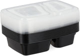 Pudełka do przygotowywania posiłków Relaxdays, zestaw 10 sztuk, 2 przegródki, odporne na działanie mikrofal, 800 ml, plastikowe pudełko na żywność z pokrywką, czarne pudełka do przechowywania żywności Sklep Naty