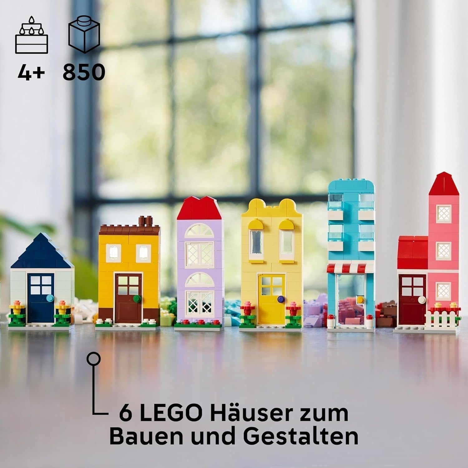 LEGO Classic Kreatywne domy, zestaw klocków do budowania dla dzieci, 850 klocków do budowania, zabawka do budowania domu z akcesoriami, prezent dla chłopców i dziewcząt w wieku 4 lat 11035 Zestawy do budowania Beuche den LEGO-Store