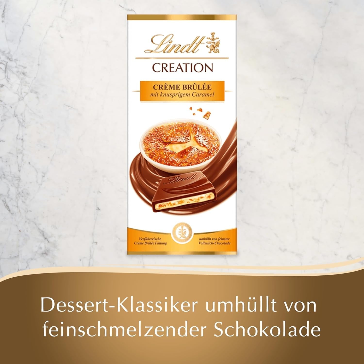 Lindt Schokolade Creme Brûlée Tafel | Crème Brûlée Füllung Mit Knusprigem Karamell, Umhüllt Von Feinster Vollmilch-Schokolade | Schokoladentafel | Schokoladengeschenk, sklep Naty 150G
