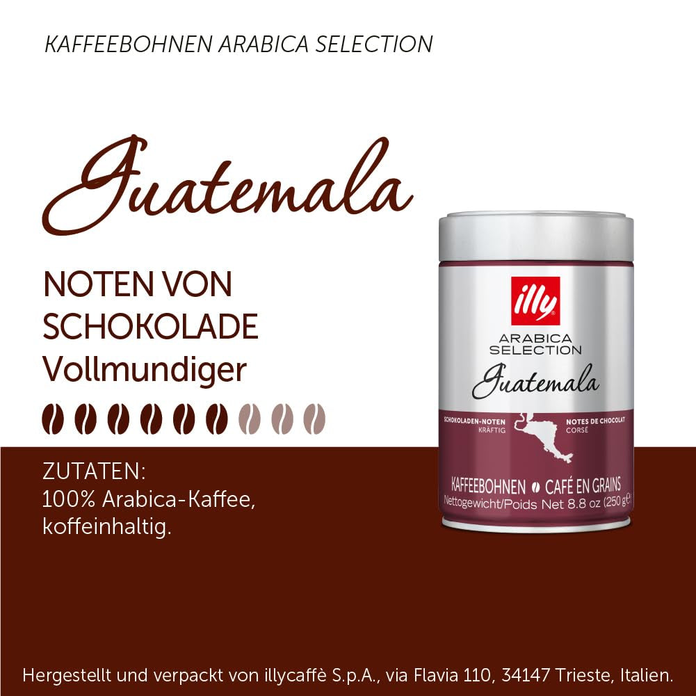 Illy Arabica Selection Kawa ziarnista Gwatemala do mielenia, opakowanie 250g