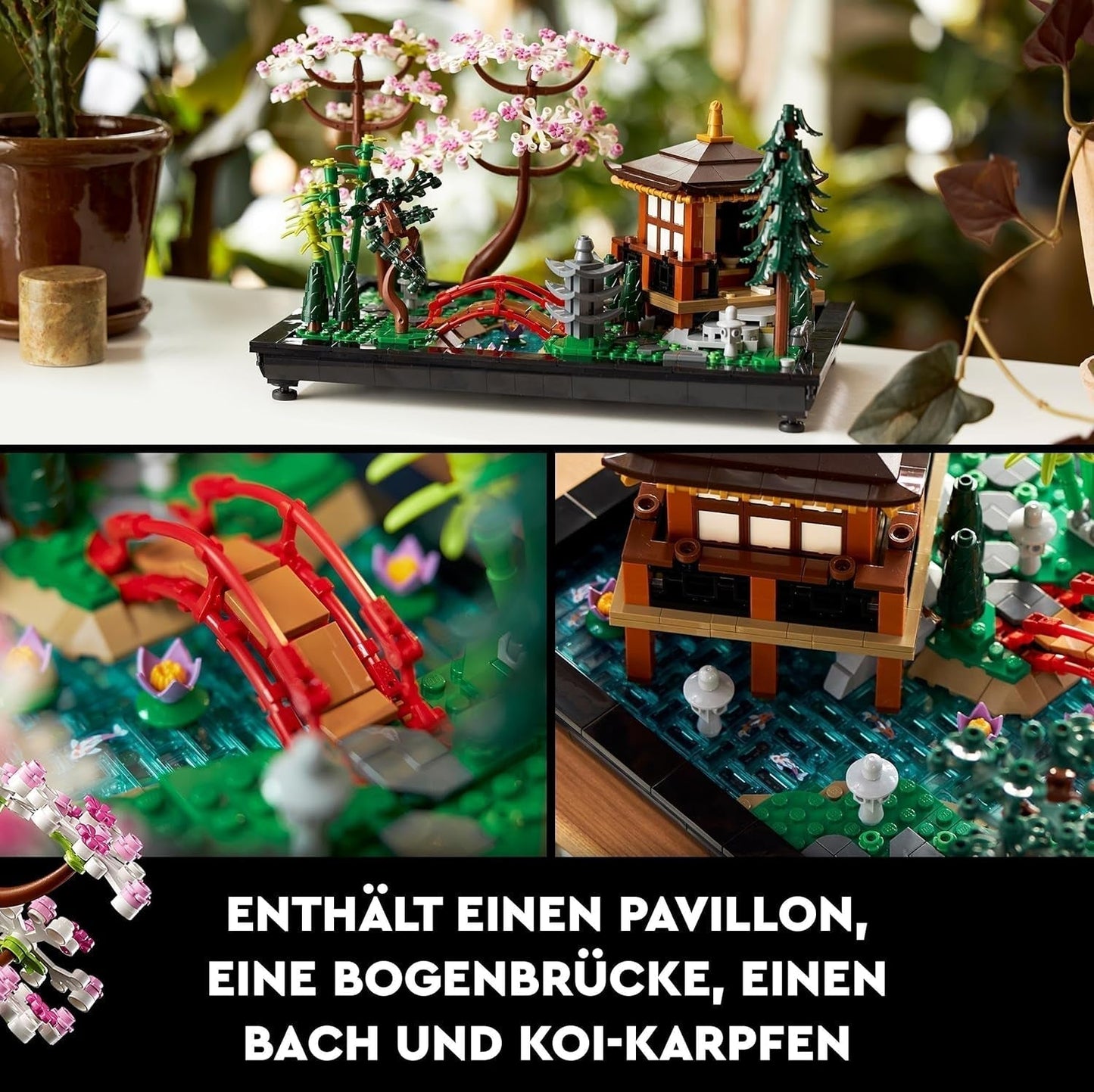 Lego Icons Ogród ciszy — Zestaw botaniczny dla dorosłych Zen z kwiatami lotosu — Konfigurowalna dekoracja biurka inspirowana kuchnią japońską — Prezent dla kobiet i mężczyzn 10315 Zestawy do budowania Besuche den LEGO-Store