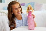 Mattel DISNEY Princess Aurora - lalka w typowym stroju, odpinane buty i tiara, błyszczący top i odpinana wzorzysta spódnica, długie włosy do układania, HLW09 Naty Shop Dolls
