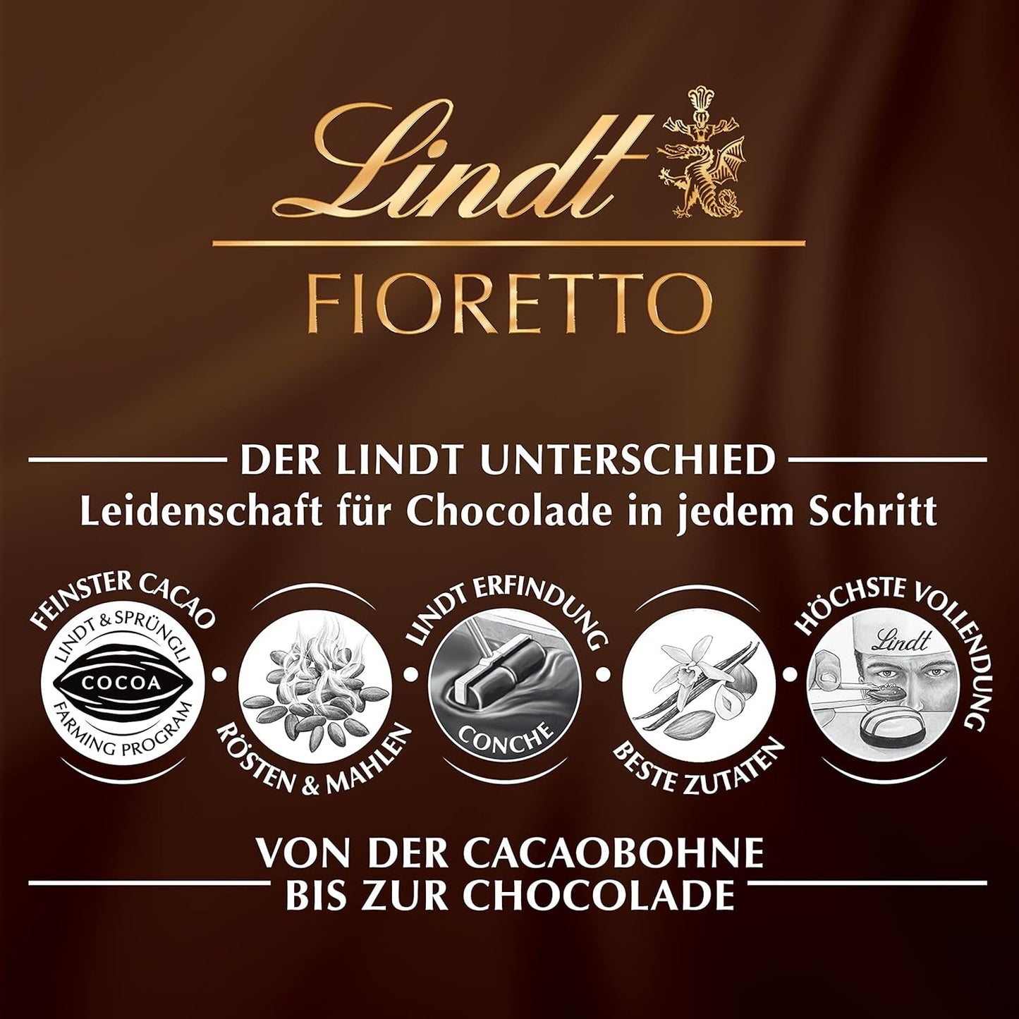 Czekolada - Asortyment FIORETTO Minis | 115 g | Około. 10 pralin z mlecznej czekolady o smakach marcepanu, cappuccino i nugatu, zawiera alkohol | Czekoladowy zestaw upominkowy | Zestaw upominkowy z czekoladą (5 szt.)