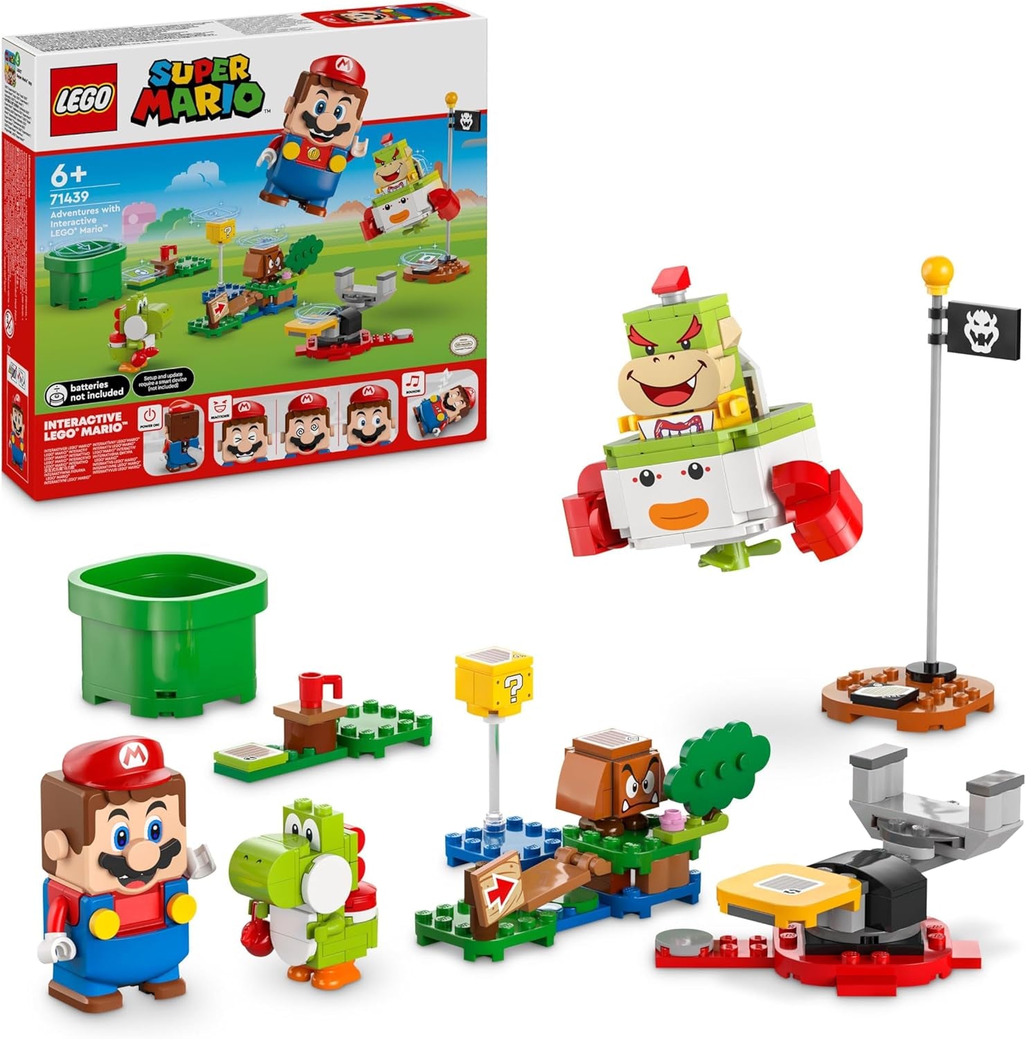 LEGO Super Mario Adventure z interaktywnym Mario, zestaw z wózkiem młodszego klauna, zabawka Yoshi, prezent Nintendo dla chłopców, dziewcząt i graczy w wieku 6 lat 71439 Zestawy do budowania Besuche den LEGO-Store Default Title