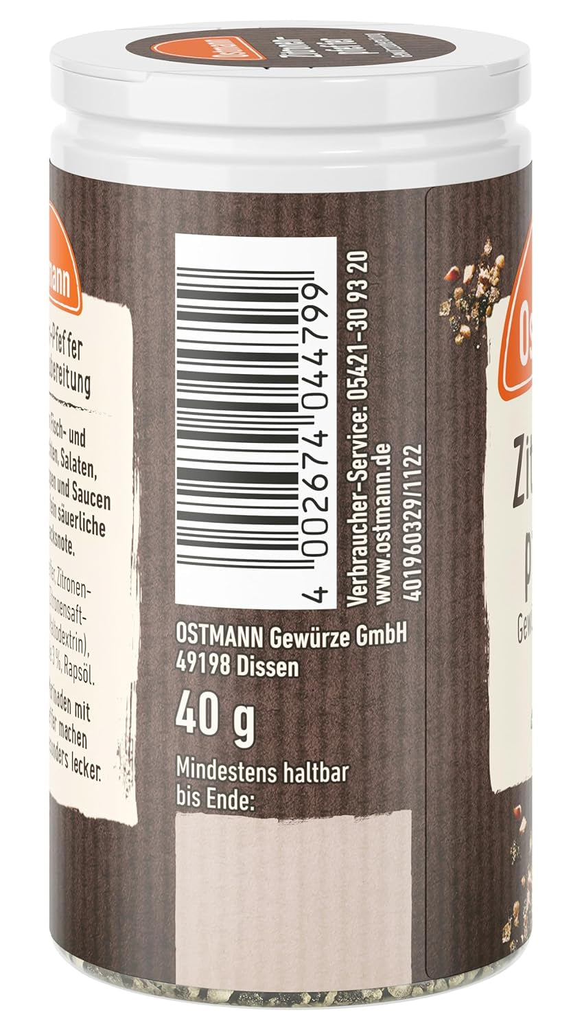 Ostmann Gewürze - Zitronenpfeffer Gewürzzubereitung | Do sosów sałatkowych, sosów i dań rybnych 40 g w Der Streudose