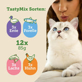 MERA Cats Nature Adult Tasty Mix Premium mokra karma dla kotów 12x85g | Bez cukru i bez zbóż | Mokra karma dla dorosłych kotów o dużej zawartości mięsa | Pakiet Ekonomiczny