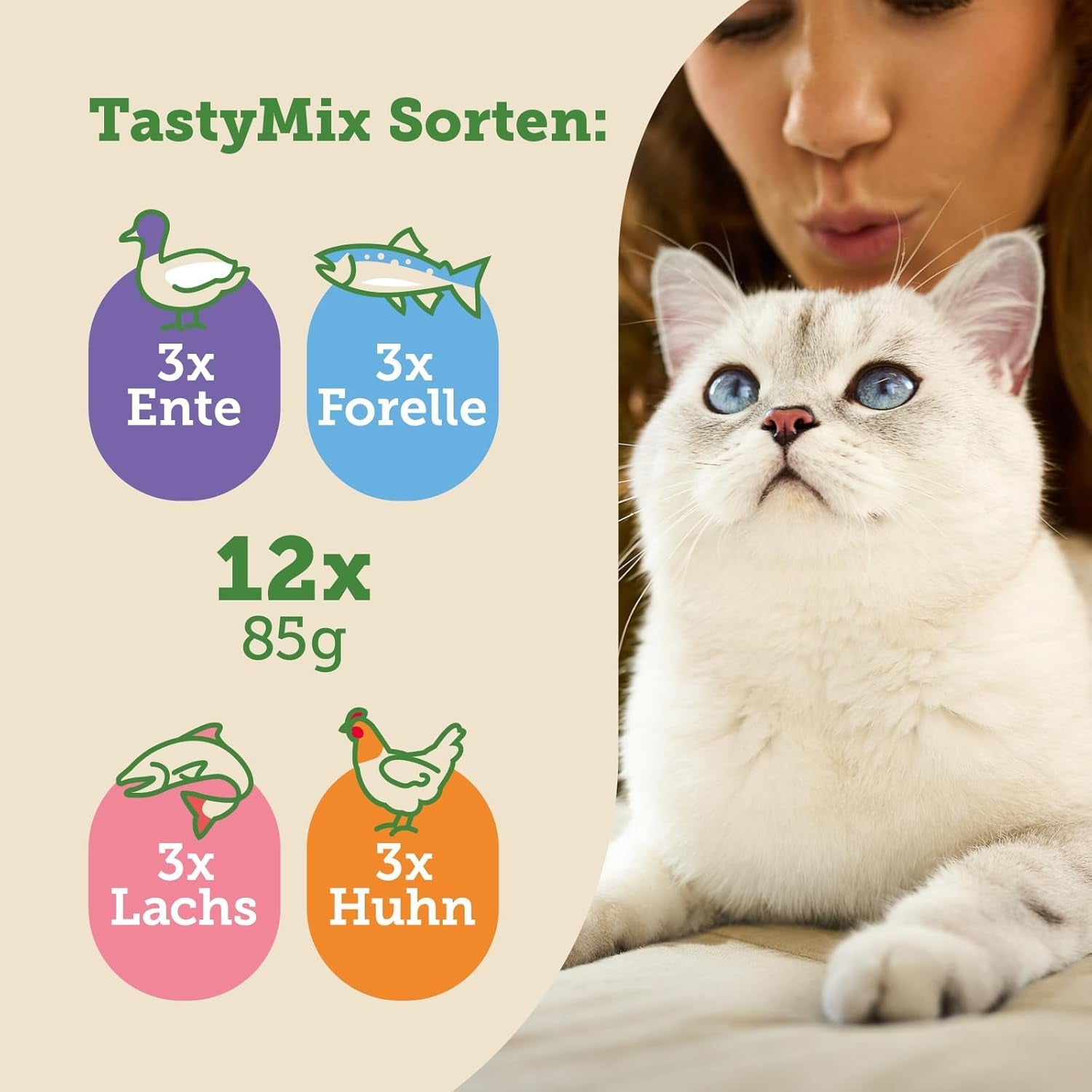 MERA Cats Nature Adult Tasty Mix Premium mokra karma dla kotów 12x85g | Bez cukru i bez zbóż | Mokra karma dla dorosłych kotów o dużej zawartości mięsa | Pakiet Ekonomiczny