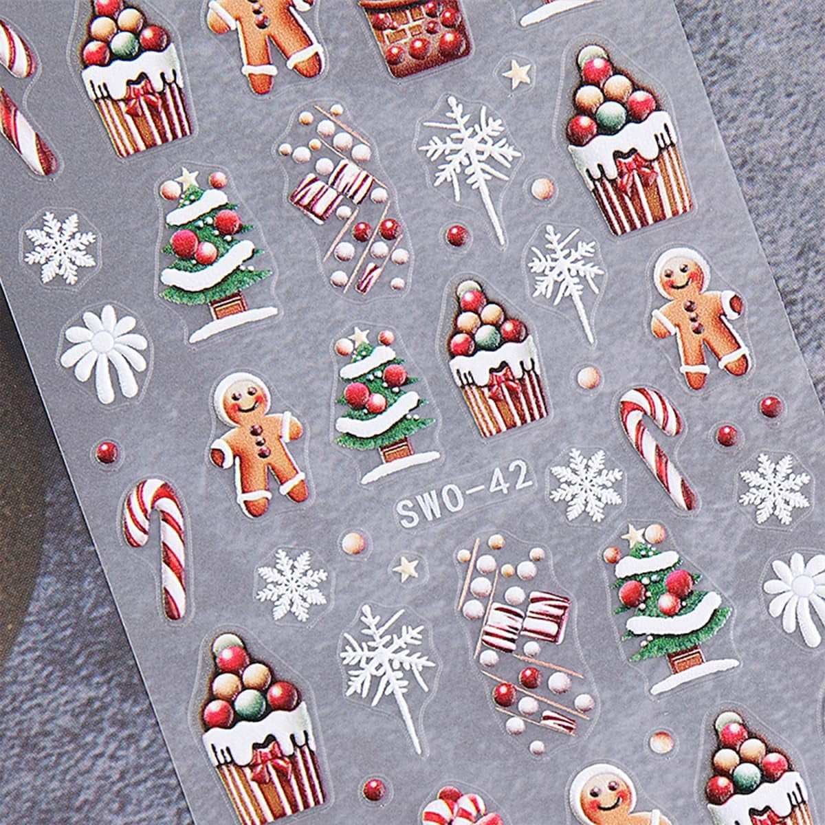JMEOWIO Nagelsticker Weihnachten 6 Blatt Nail Art Naklejka Selbstklebend Nagelaufkleber Schneeflocke Winterurlaub Niedlich Dekoration Nageldesign Zubehör