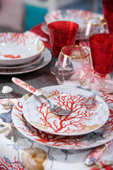 Serwis stołowy Excelsa Coral, 18 sztuk, porcelana, czerwony
