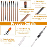 Zestaw 10 szpilek Stück Nailart, Pędzle do zdobienia paznokci Braun Nailart Design Pinsel Nageldesign Pinselfür Gelnägelfür Heimwerker Maniküre Salon Zuhause Zestaw szpilek do paznokci
