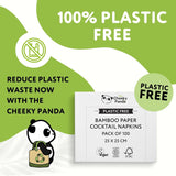 Bambusowe serwetki koktajlowe Cheeky Panda | serwetki białe 100 sztuk serwetek papierowych