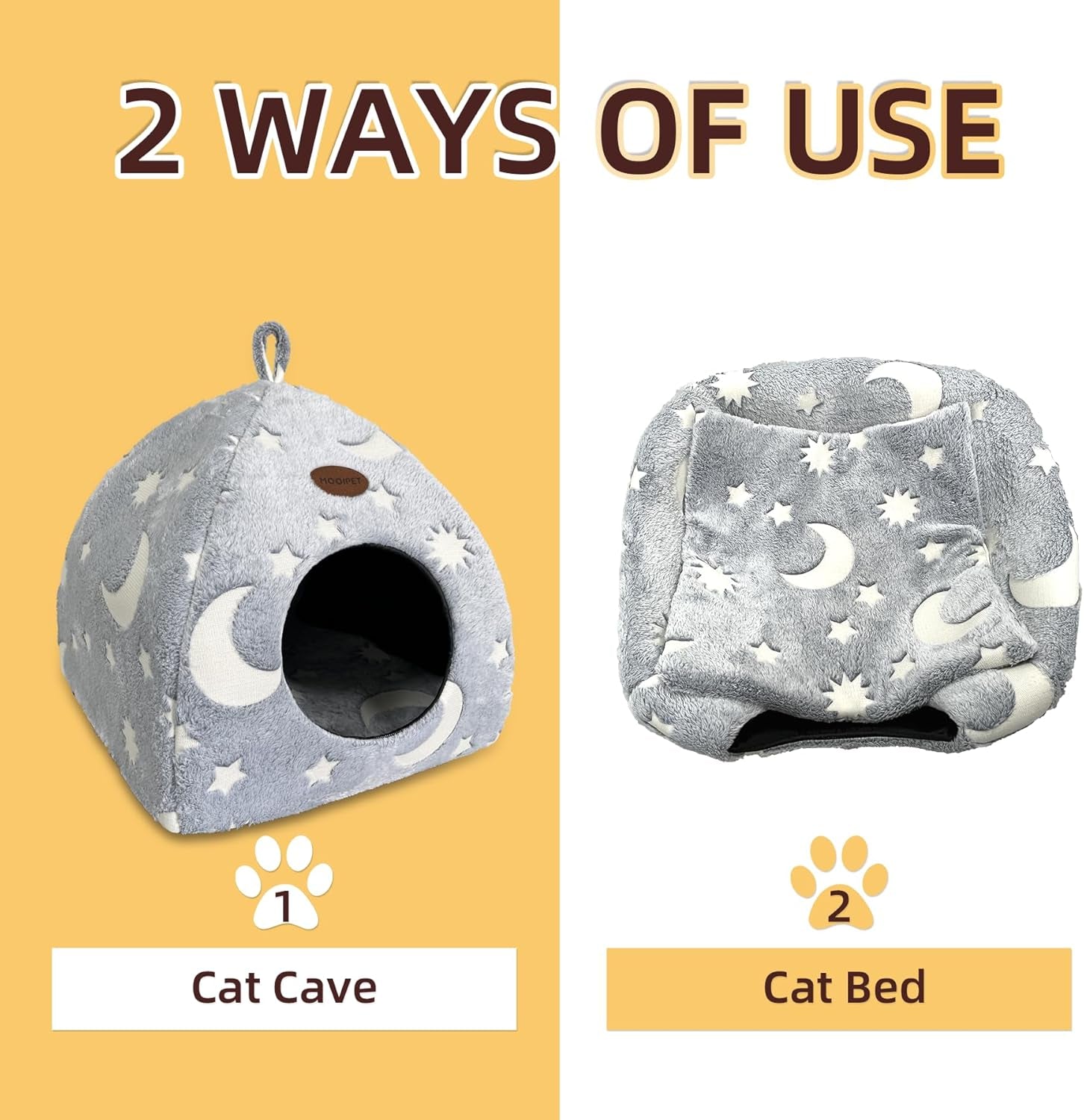 Katzenhöhle Plüsch Katzenhaus mit Waschbarem Kissen Faltbare Katzenzelt Höhle z uchwytem Weiches und Warmes Katzenbett für Drinnen 33x33x35cm
