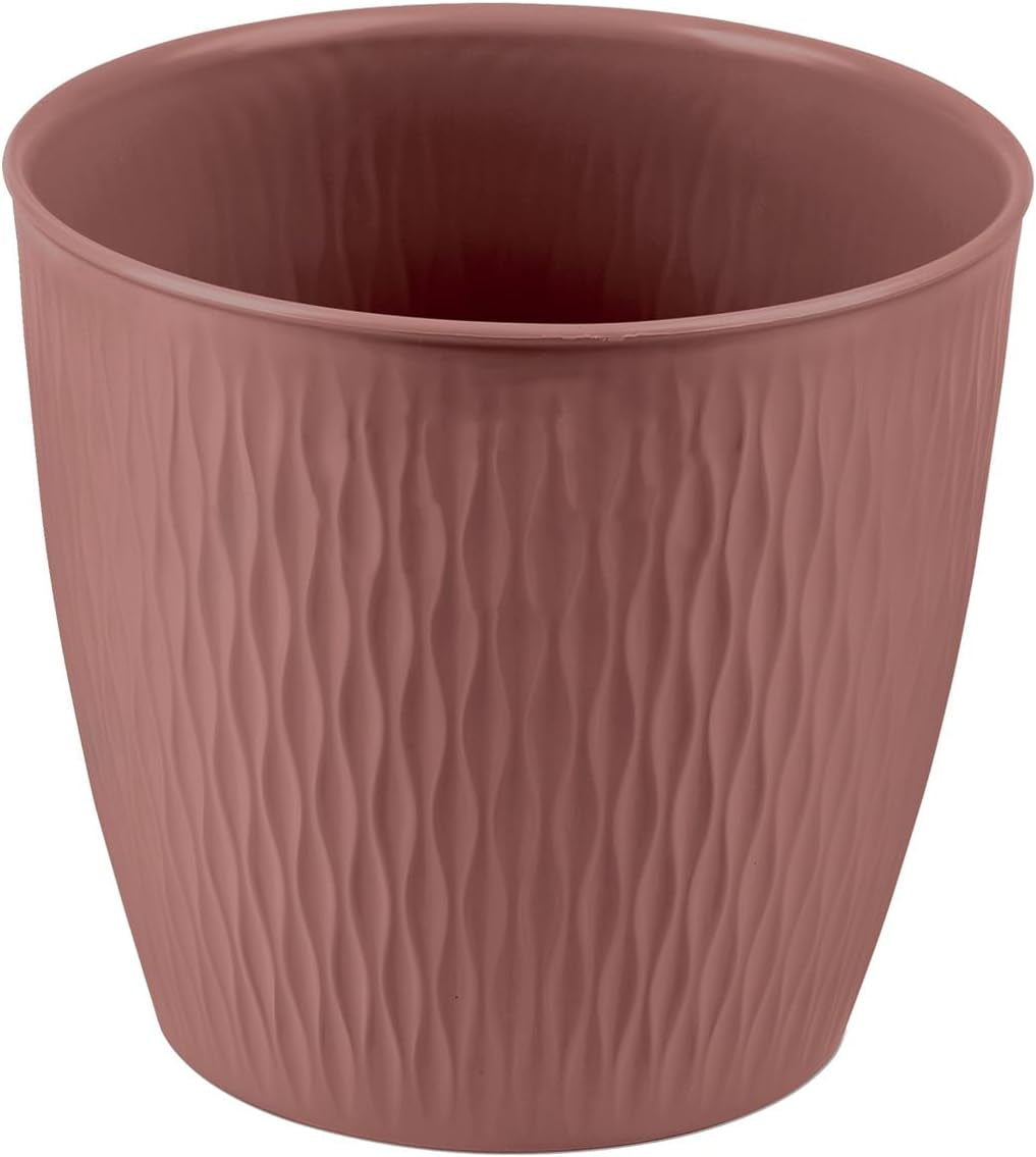 Zestaw 5 brązowych doniczek o średnicy 16 cm - Solidne doniczki z tworzywa sztucznego - Dekoracyjna doniczka z opcją drenażu - Elegancka doniczka do użytku wewnątrz i na zewnątrz