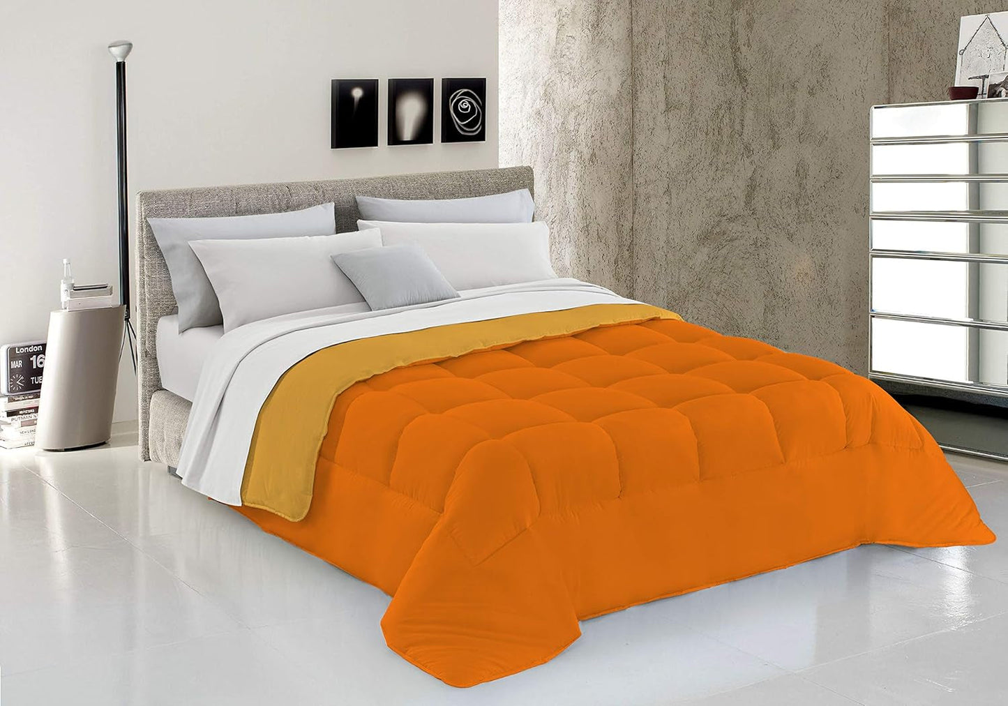 Włoska pościel, kołdra zimowa, taupe/krem, 250X200Cm Kołdry i kołdry Naty Shop Arancio/Giallo Dla 1 osoby