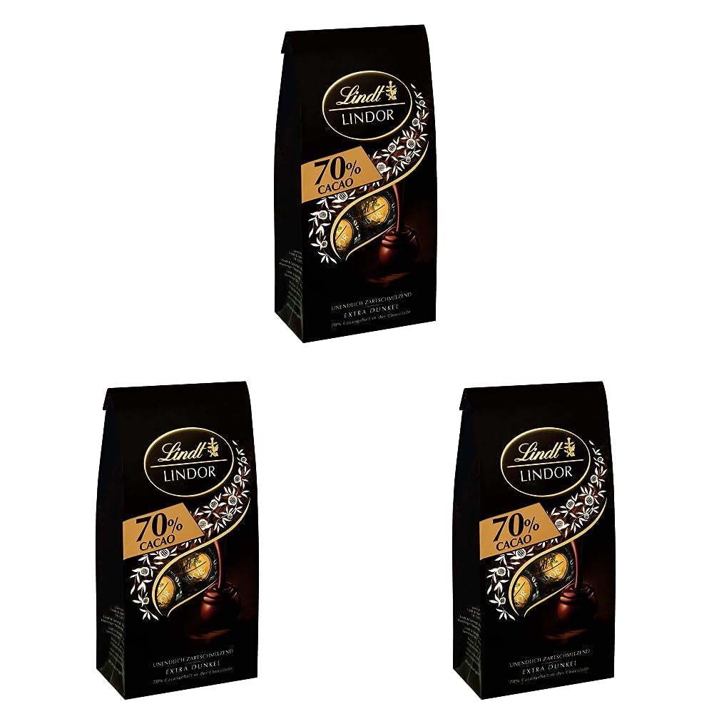 Kulki czekoladowe Lindor 70% ekstra ciemnego kakao | Worek 137g | Około. 10 kulek delikatnej ciemnej czekolady z rozpływającym się w ustach nadzieniem | Prezent czekoladowy | Czekoladowy prezent