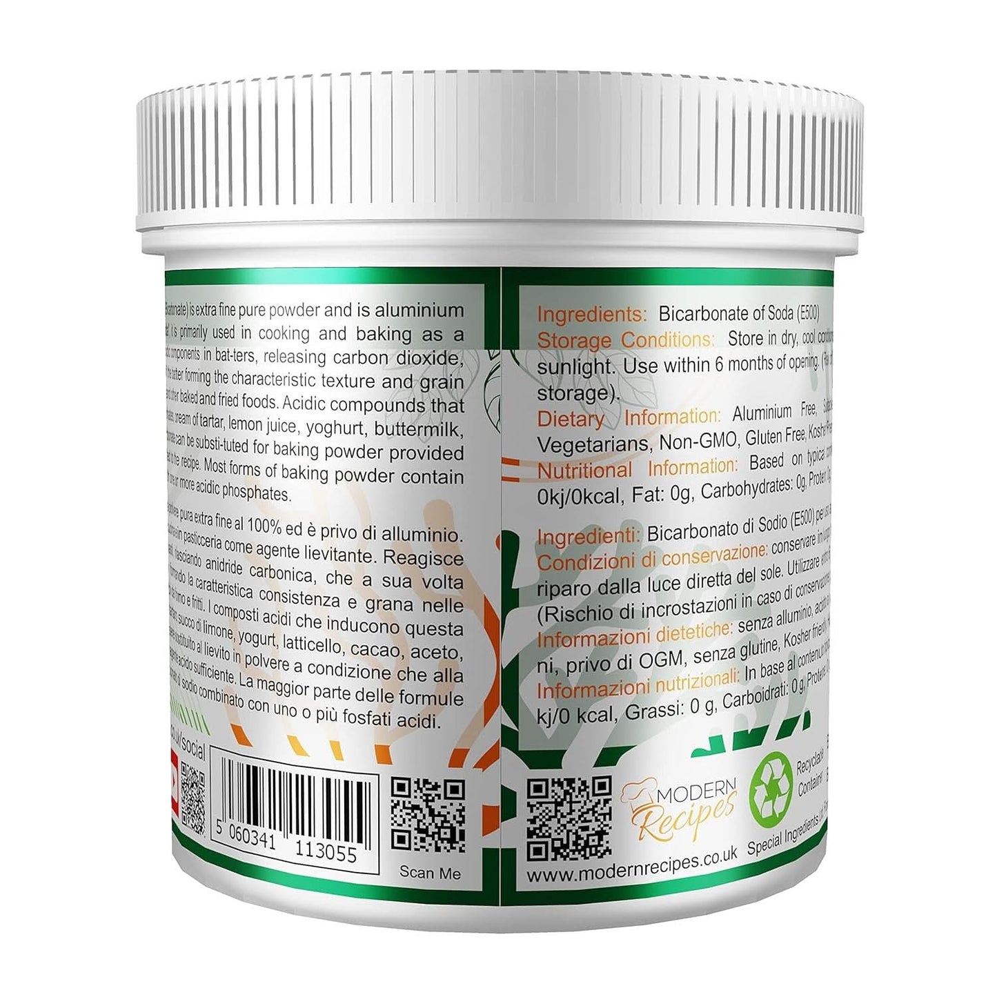 Specjalne składniki Natriumbikarbonat - Premium Qualität Extra Fine Powder, wegańskie, Gvo-Frei, Glutenfrei - Recycelbarer Behälter Kitchen Naty Shop